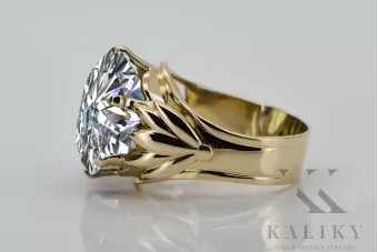 Винтидж крафт Пръстен Циркон 14K жълто злато vrc029y